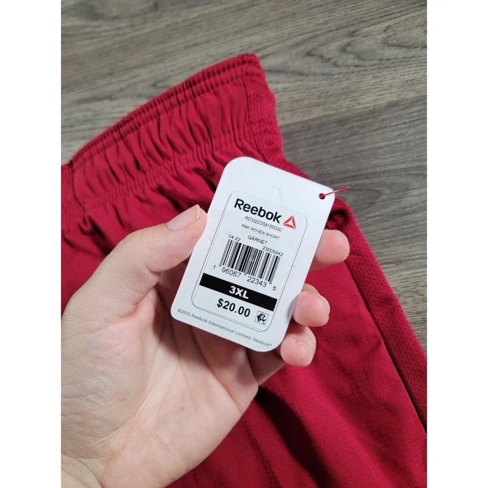 Reebok Mens Active Workout Woven Shorts Size 3XL Red Elastic Waist Stretchy NWT